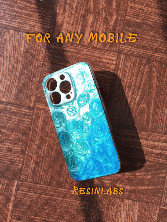 VividCharm resin mobile case featuring a blue artistic design, offering stylish protection for any smartphone.